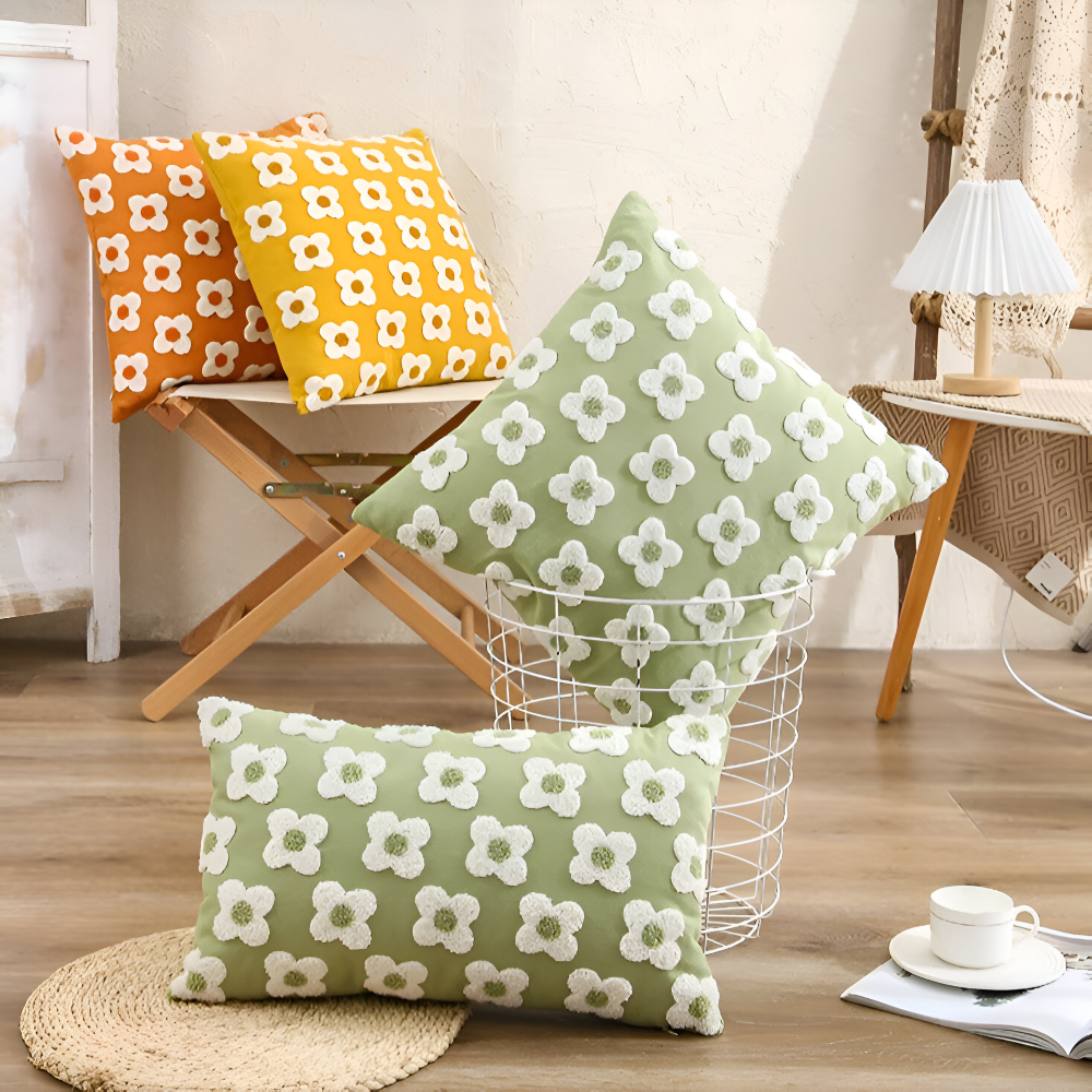 Embroidered Floral Cushion Covers Square and Rectangular Sofa Pillow Covers