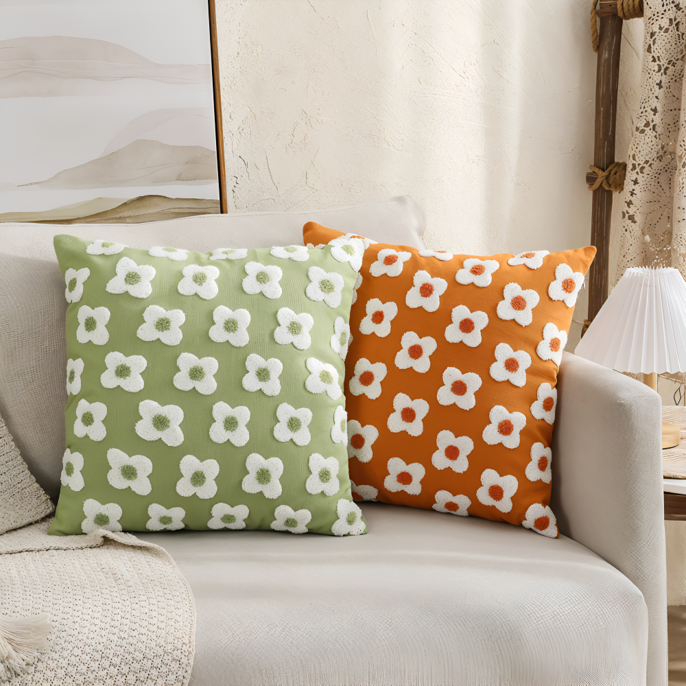 Embroidered Floral Cushion Covers Square and Rectangular Sofa Pillow Covers