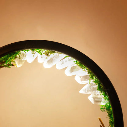 EnchantedRing Elegant Circular Crystal Night Light with Greenery for Home Décor