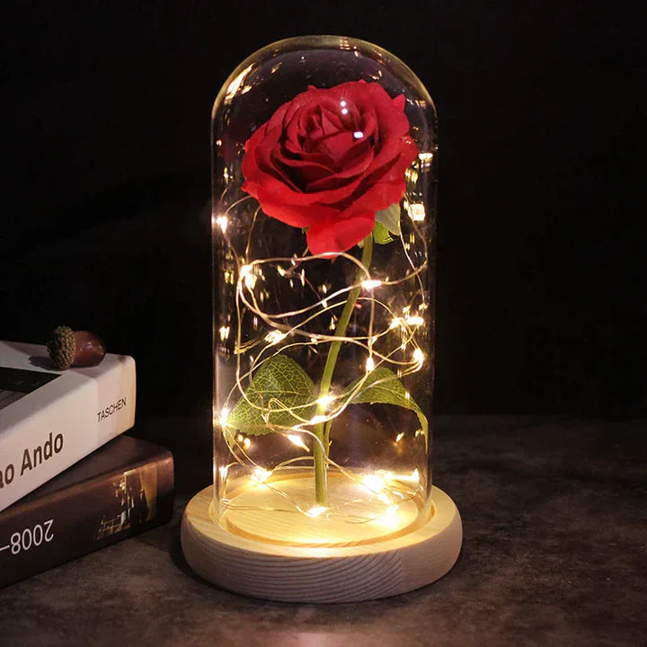 Eternal Rose Flower Under Glass Dome Romantic Love Gift Decor