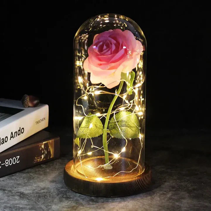 Eternal Rose Flower Under Glass Dome Romantic Love Gift Decor