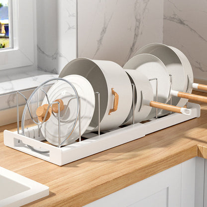 Expandable Pan and Lid Organiser for Neat and Space Saving Kitchen Storage