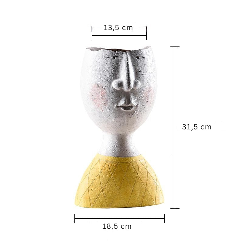 Face Planter Pot Handcrafted Resin Compact Decorative Indoor Plant Holder