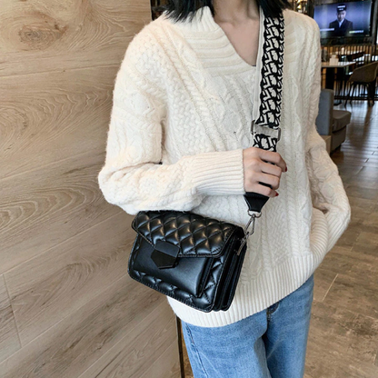 Fashion Shoulder Handbag with Wide Strap Large Capacity Everyday Crossbody Bag