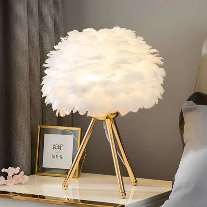 Feather Table Lamp Soft Glowing Decorative Lamp for Bedroom, Living Room & Home Decor