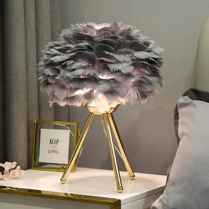 Feather Table Lamp Soft Glowing Decorative Lamp for Bedroom, Living Room & Home Decor