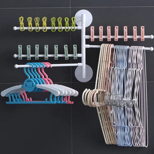 Foldable Rotating Wall Towel Rack Space-Saving Multi-Arm Drying Shelf