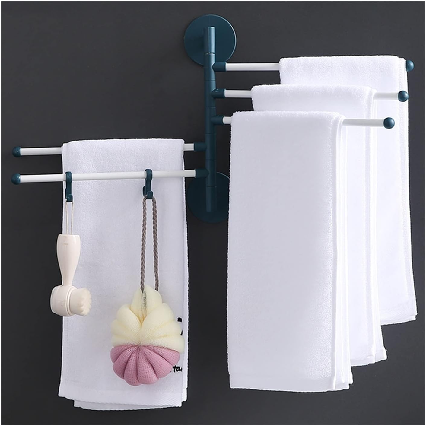 Foldable Rotating Wall Towel Rack Space-Saving Multi-Arm Drying Shelf