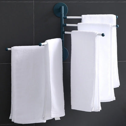 Foldable Rotating Wall Towel Rack Space-Saving Multi-Arm Drying Shelf
