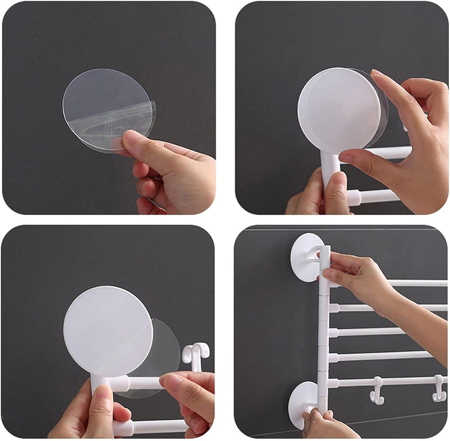 Foldable Rotating Wall Towel Rack Space-Saving Multi-Arm Drying Shelf