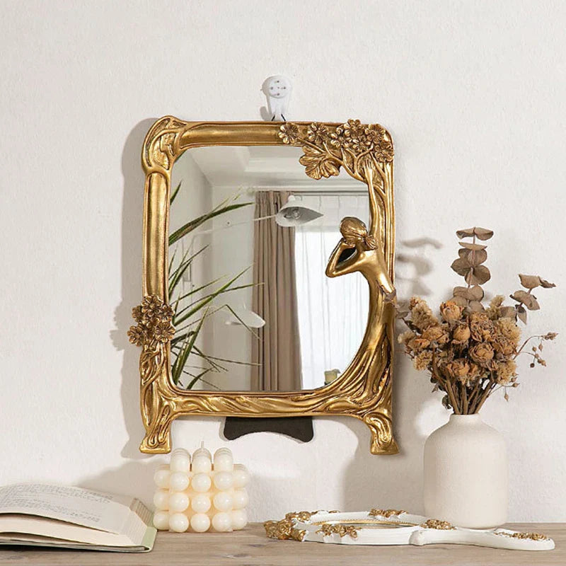 FrameGlow Embossed Table Mirror Round And Square Compact Vanity Design