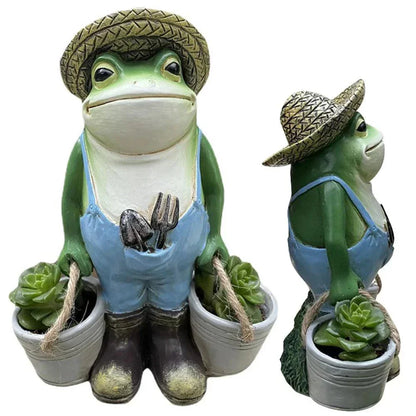 Funny Frog Garden Statue Decorative Resin Frog Planter for Outdoor and Indoor Use