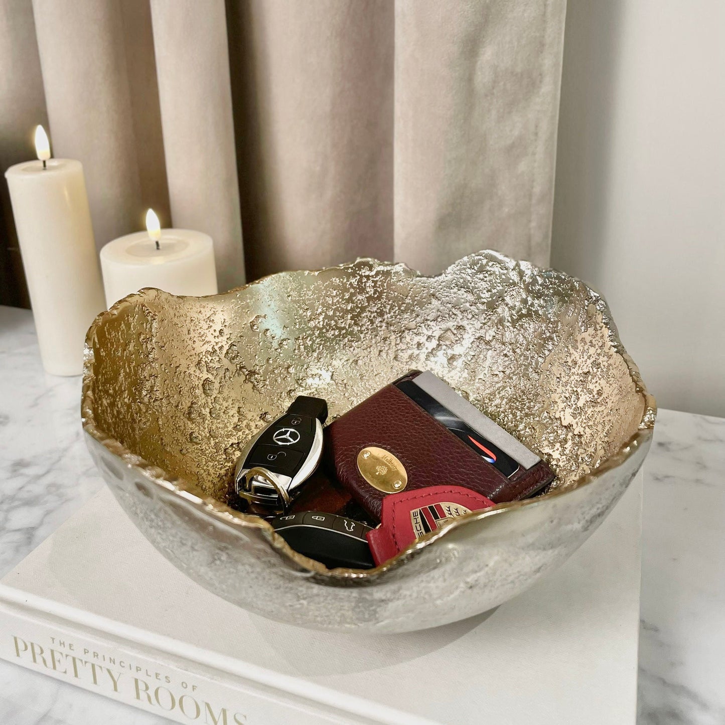 FusionBowl Creative Two-Tone Silver and Gold Abstract Decorative Bowl