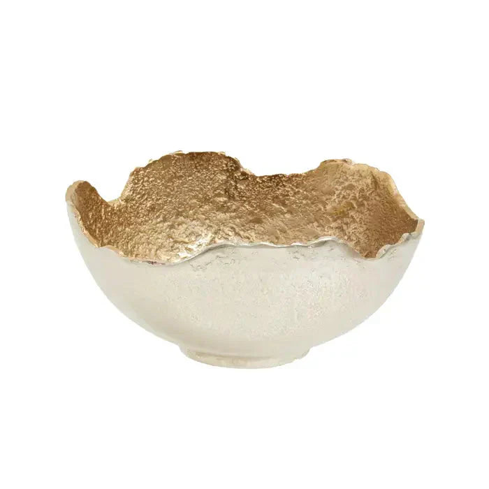 FusionBowl Creative Two-Tone Silver and Gold Abstract Decorative Bowl
