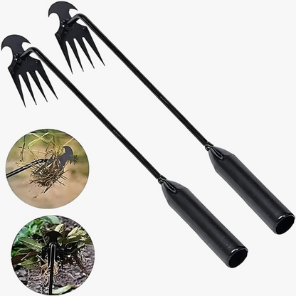 Garden Weed Puller Tool Four-Tooth Weeder Ergonomic Handle