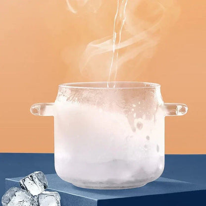 Glass Casserole Pot With Lid Borosilicate Heat Resistant Transparent Cooking Pan
