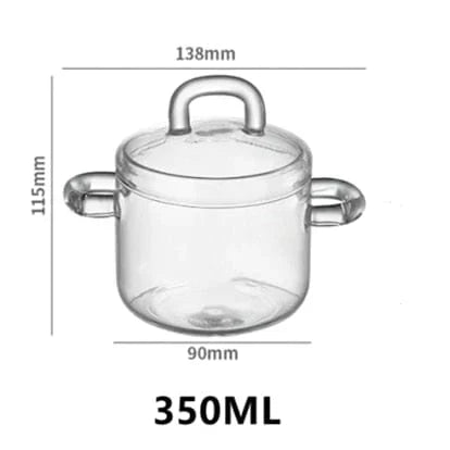 Glass Casserole Pot With Lid Borosilicate Heat Resistant Transparent Cooking Pan