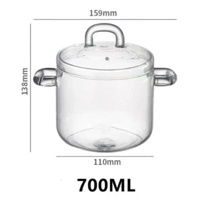 Glass Casserole Pot With Lid Borosilicate Heat Resistant Transparent Cooking Pan