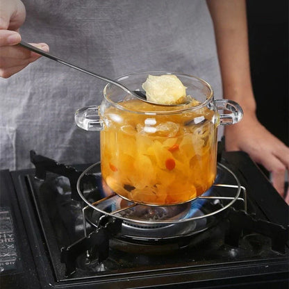 Glass Casserole Pot With Lid Borosilicate Heat Resistant Transparent Cooking Pan
