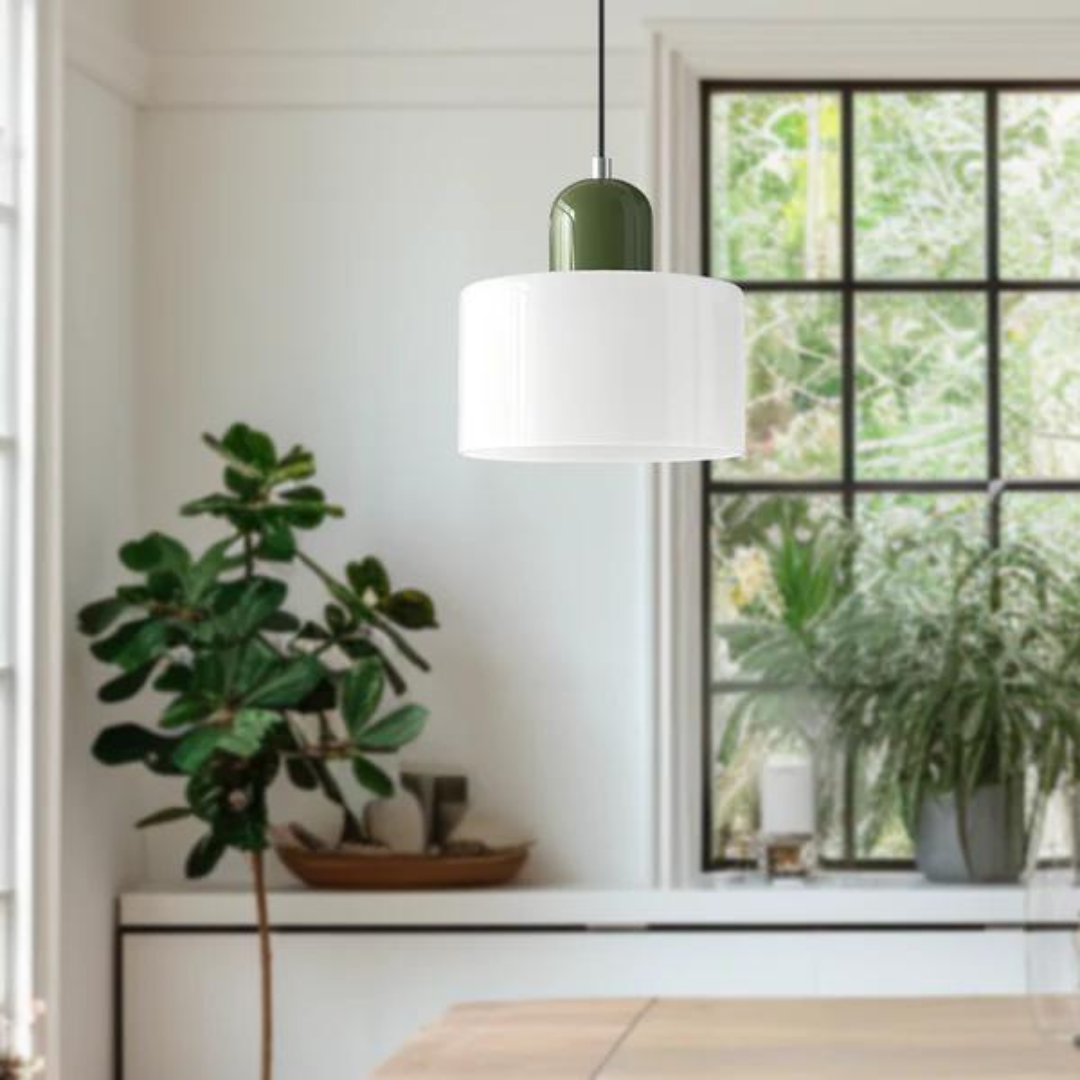 Glass Pendant Light Elegant Cylindrical Hanging Lamp for Cozy Living Spaces