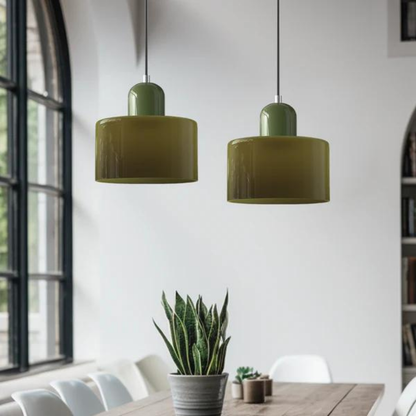 Glass Pendant Light Elegant Cylindrical Hanging Lamp for Cozy Living Spaces