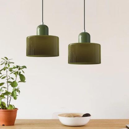 Glass Pendant Light Elegant Cylindrical Hanging Lamp for Cozy Living Spaces