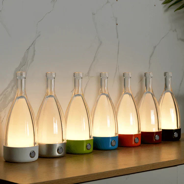 GlowBottle Elegant Bottle Lamp – Rechargeable LED Mood Light