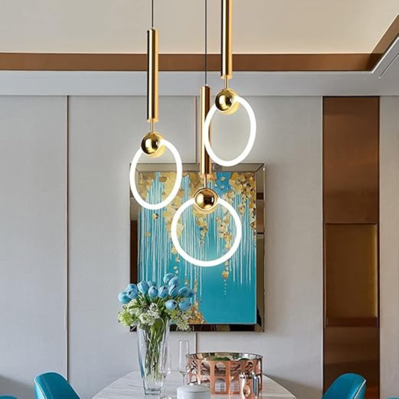 Gold Ring Ceiling Light Modern LED Pendant Minimalist Hanging Lamp