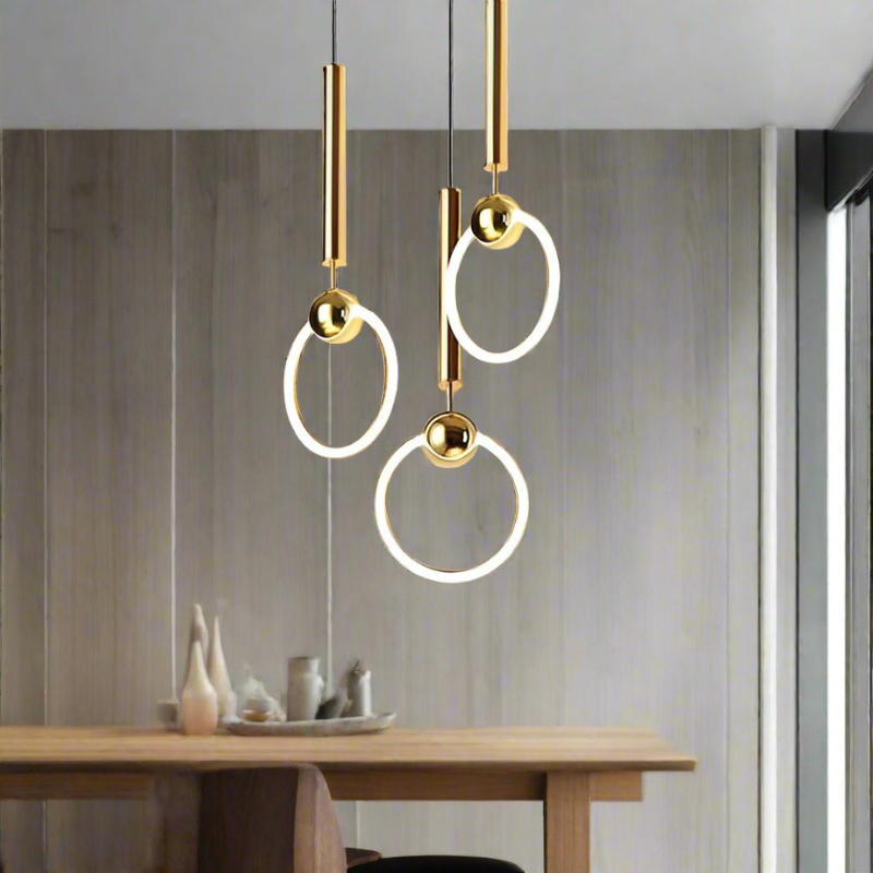 Gold Ring Ceiling Light Modern LED Pendant Minimalist Hanging Lamp