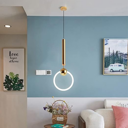 Gold Ring Ceiling Light Modern LED Pendant Minimalist Hanging Lamp