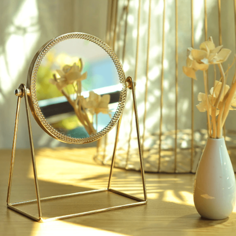 Gold Stainless Makeup Mirror Vanity LED Magnification Adjustable