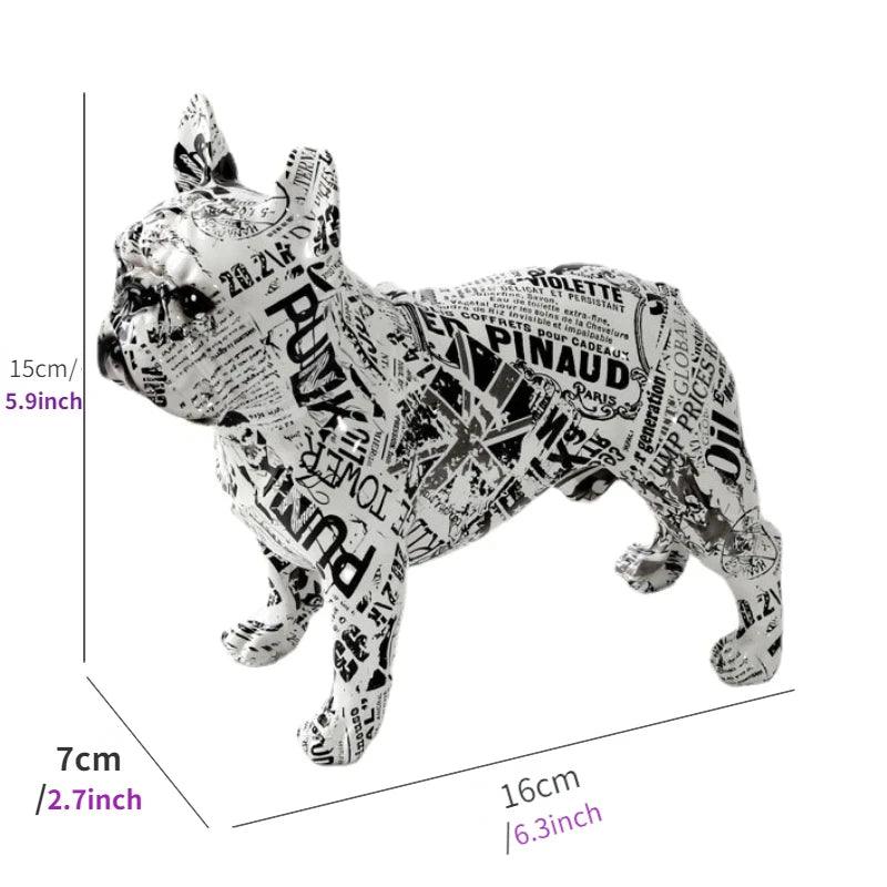 Graffiti French Bulldog Resin Figurine Modern Art Decorative Dog Statue