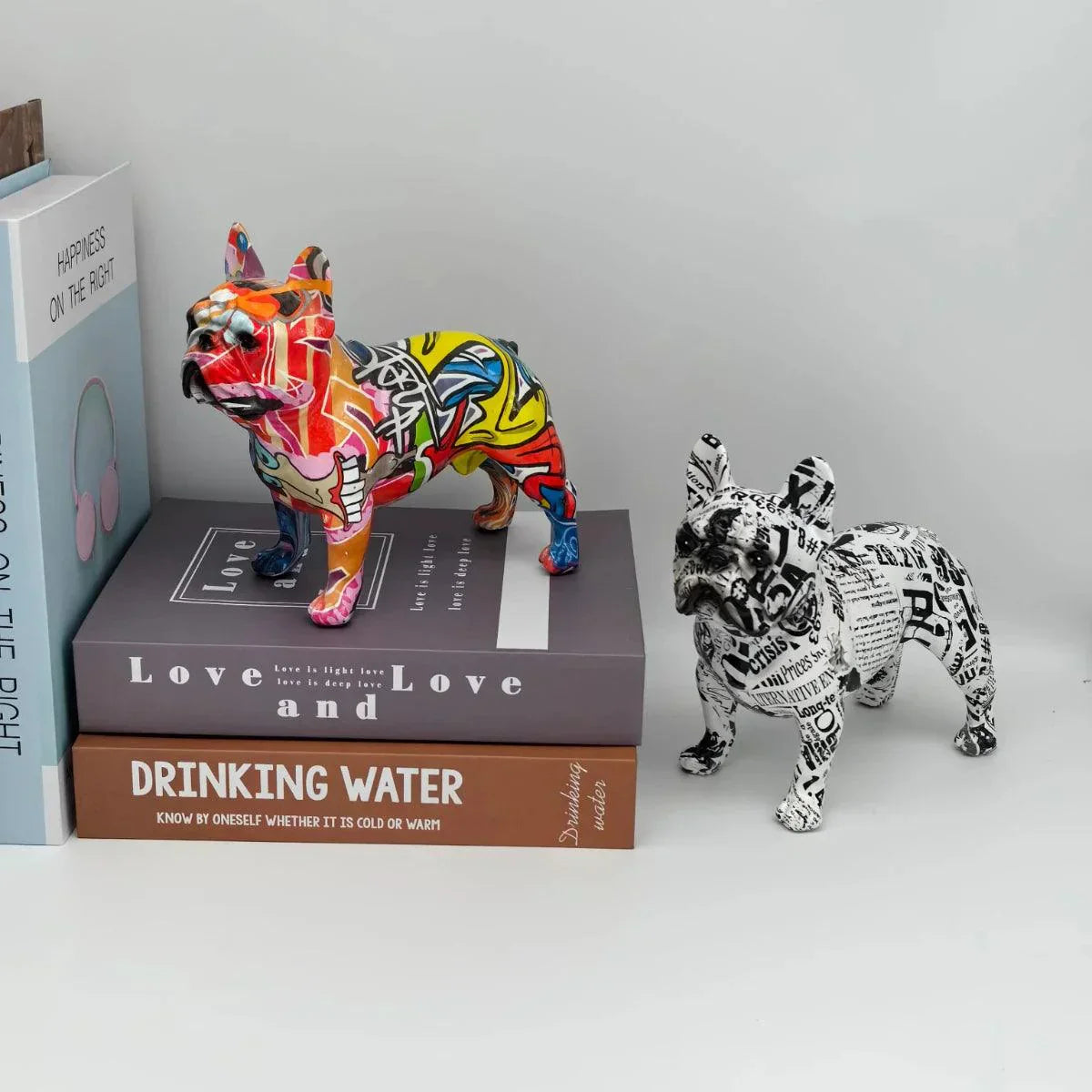 Graffiti French Bulldog Resin Figurine Modern Art Decorative Dog Statue