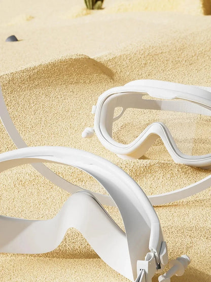 HD Waterproof Swimming Goggles Set Anti Fog with Silicone Swim Cap for Men and Women