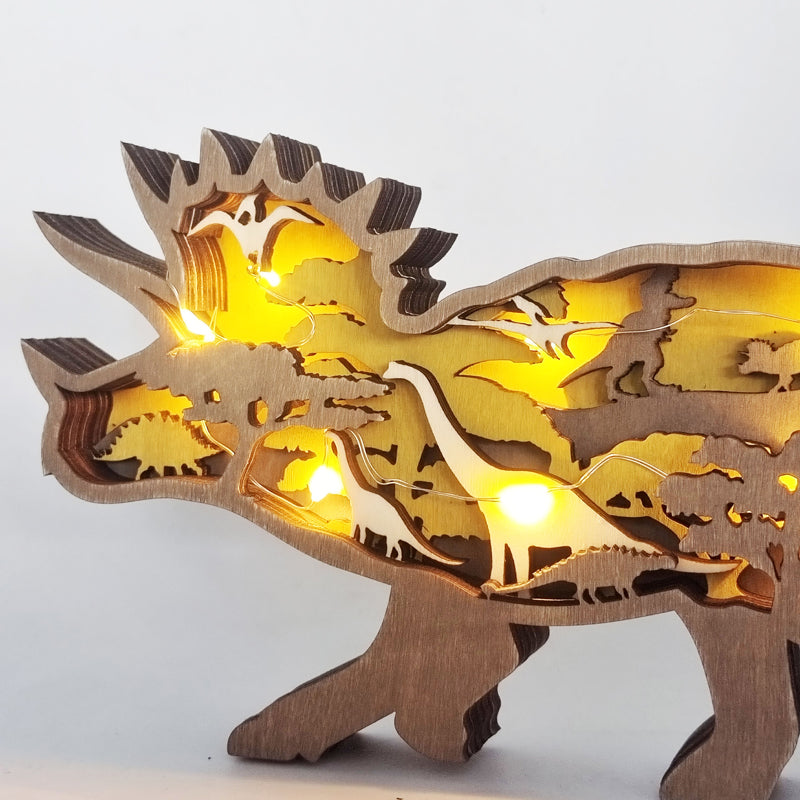 Handcrafted 3D Wooden Animal Sculpture Layered Carved Wood Art Decor for Home Office