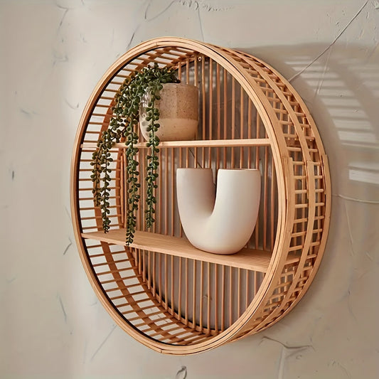 Handcrafted Bamboo Wall Shelf Unique Round Design for Stylish Storage