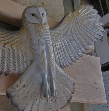 Handcrafted Barn Owl Wall Sculpture – Hand-Painted, Durable, UV-Protected