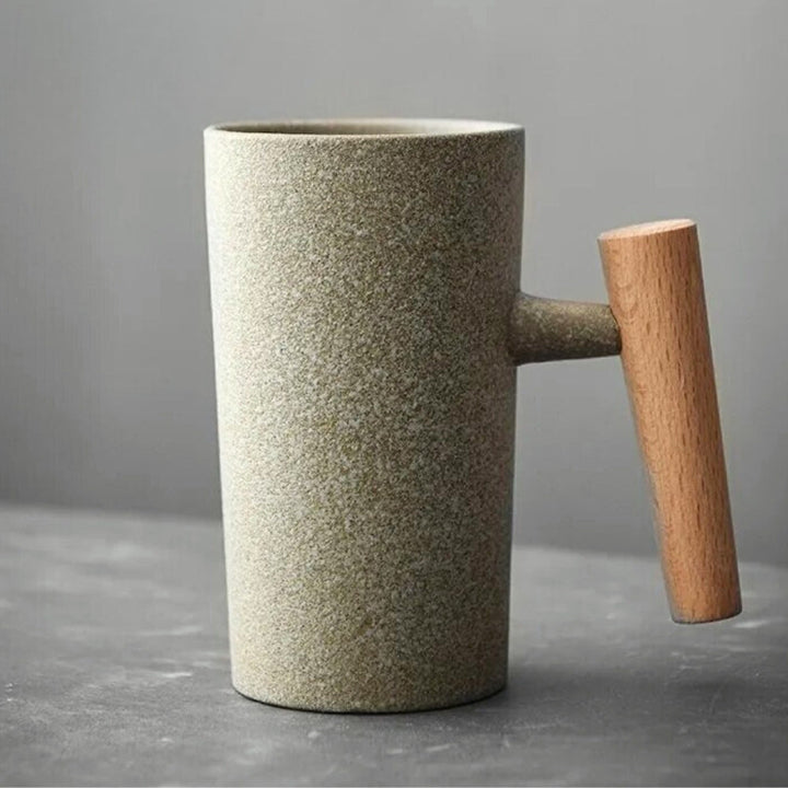 Handcrafted Ceramic Coffee Mug Artistic Earth Tone Design Comfortable Handle