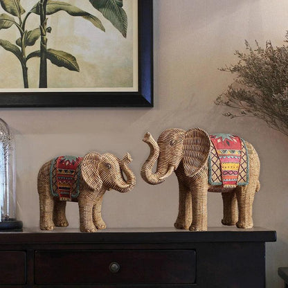 Handmade Elephant Decorative Figurine Hand Painted Resin Animal Ornament