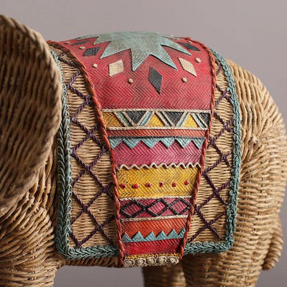 Handmade Elephant Decorative Figurine Hand Painted Resin Animal Ornament