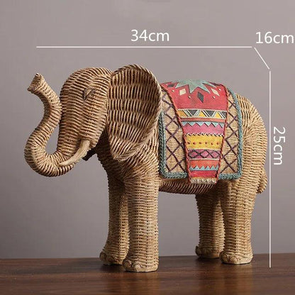 Handmade Elephant Decorative Figurine Hand Painted Resin Animal Ornament
