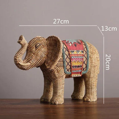 Handmade Elephant Decorative Figurine Hand Painted Resin Animal Ornament
