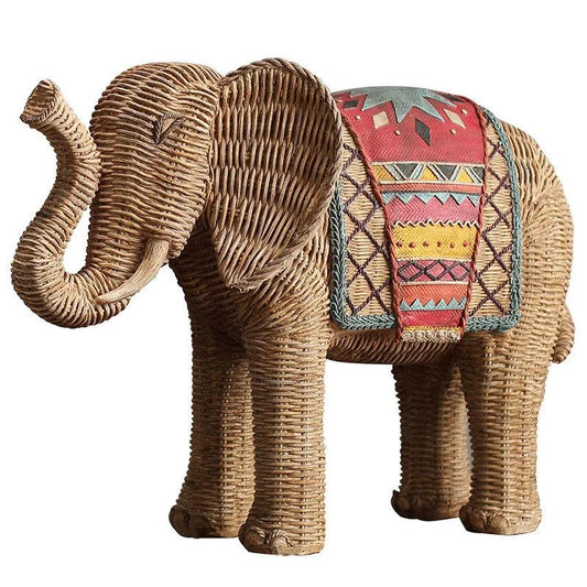 Handmade Elephant Decorative Figurine Hand Painted Resin Animal Ornament