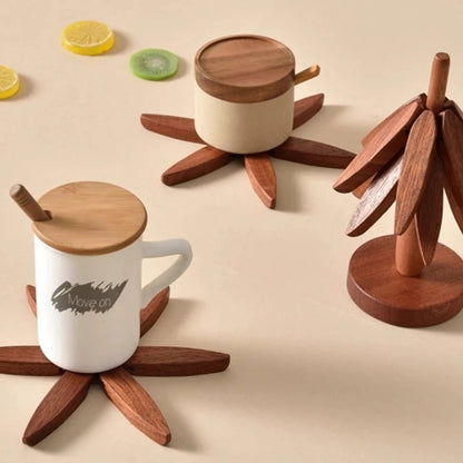 Handmade Wooden Coaster and Trivet Set Heat Resistant Drink Coasters Table Protection