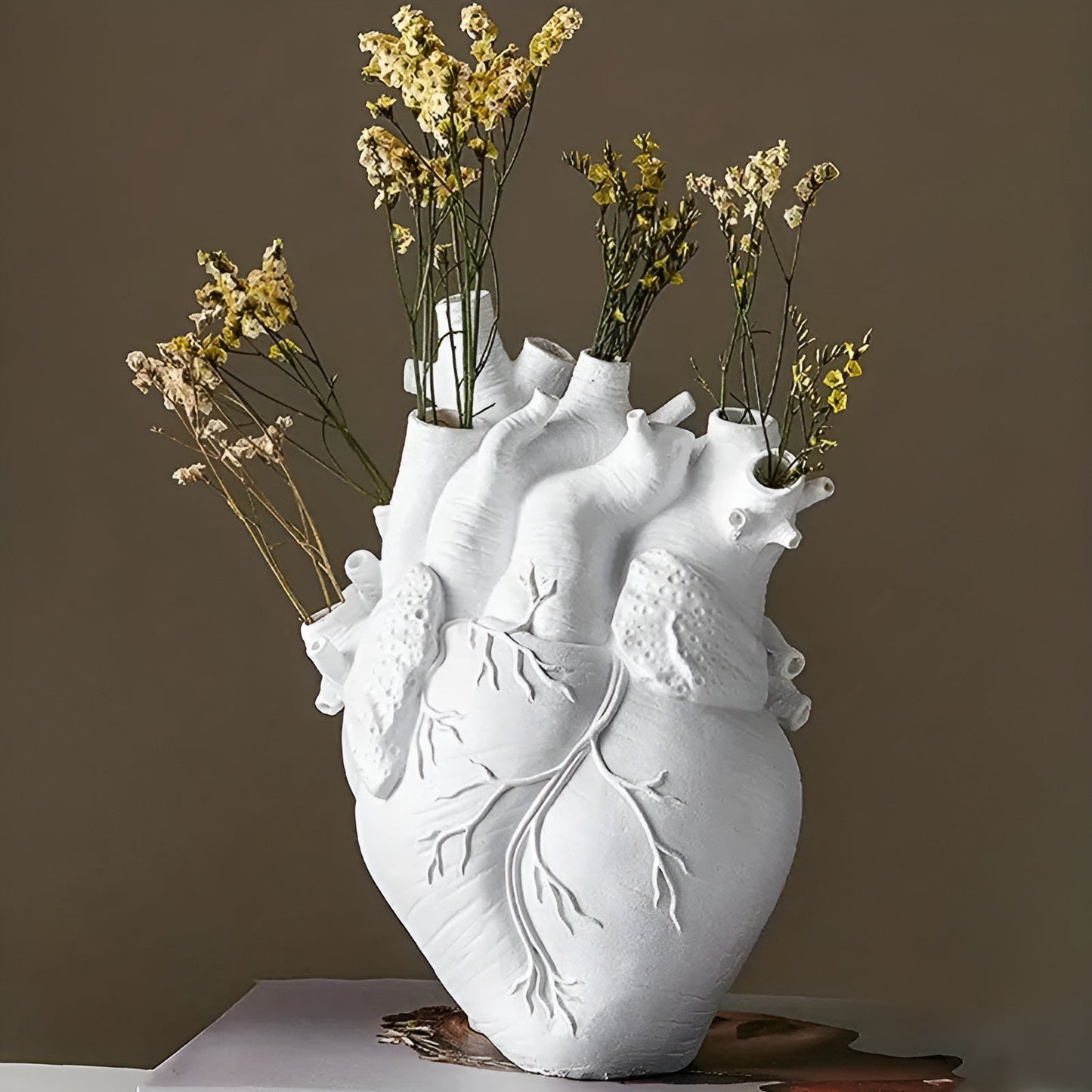 Heart Shaped Bamboo Wood Decorative Flower Vase