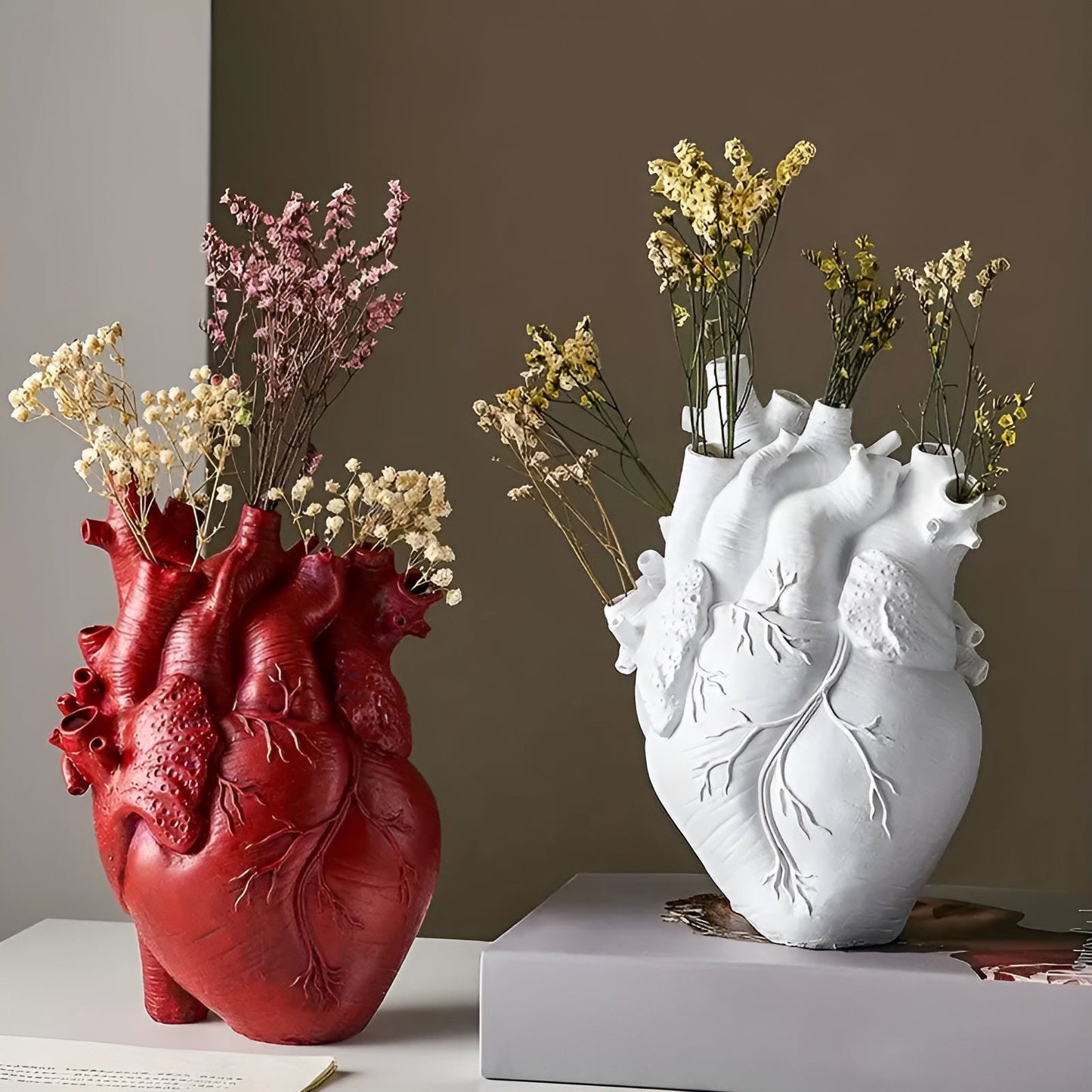 Heart Shaped Bamboo Wood Decorative Flower Vase