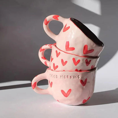Heart Shaped Coffee Mug Romantic Love Mug for Couples Cute Coffee Cup for Hot Drinks