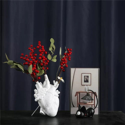 Heart Shaped Decorative Vase Sculptural Modern Home Accent