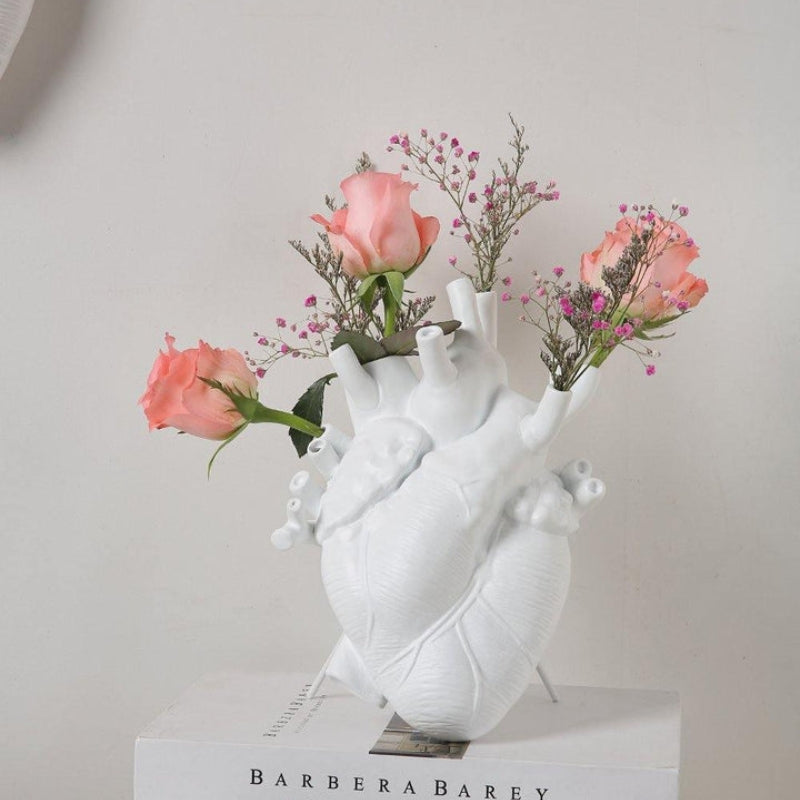 Heart Shaped Decorative Vase Sculptural Modern Home Accent