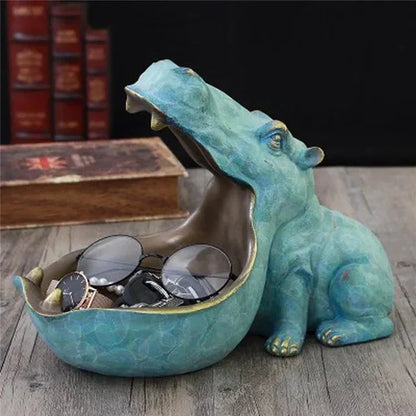 Hippo Desktop Storage Figurine Decorative Organizer for Keys Candy and Small Items